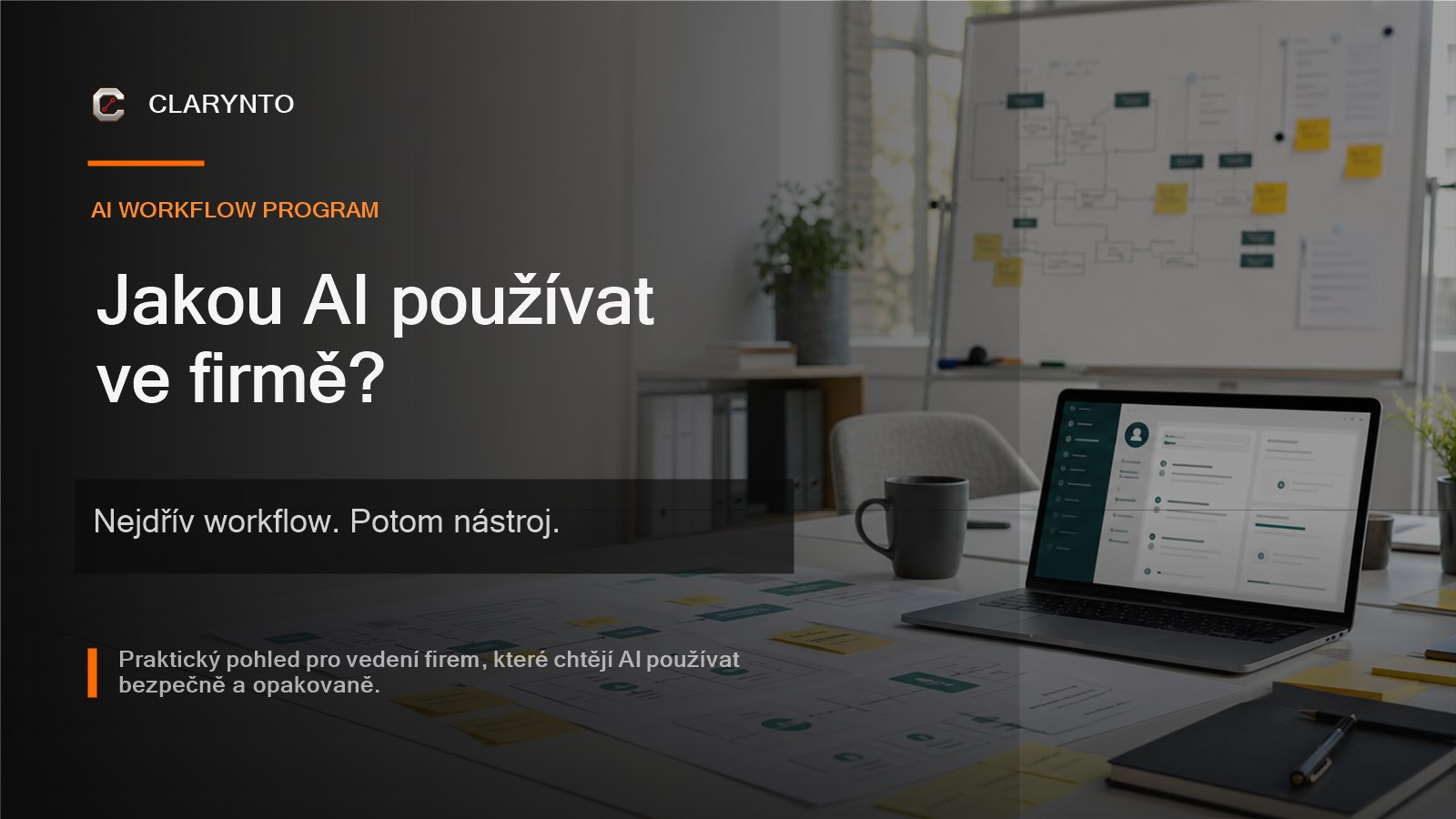 Cover článku: Jakou AI používat ve firmě? Nejdřív workflow. Potom nástroj.